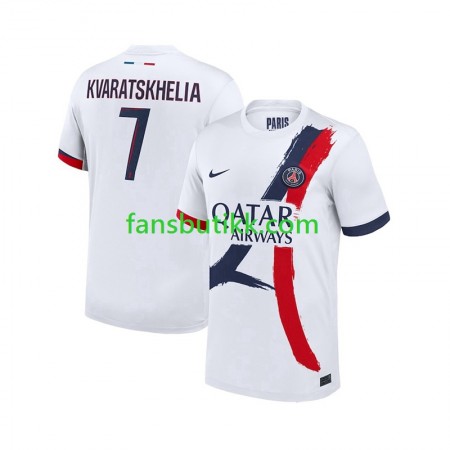 Fotballdrakt Paris Saint-Germain Khvicha Kvaratskhelia 7 Bortetrøye 2024-2025 Kortermet